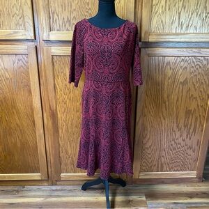 Jessica Howard size 16 Red Patterned Dress